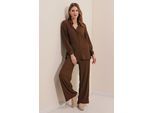 Gestructureerde Lange Mouwen Gebreide Blouse & Broek Gebreide Set
