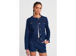 Dames Katoenen Denim Puffer Jacket