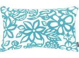 Dekokissen H.O.C.K. "Paloma", blau (türkis, geblümt), B:30cm H:10cm L:50cm, Polyacryl, Dekokissen_Sitzkissen_Kissenhüllen, Kissenhülle mit Füllung, 1 Stück, in Blumen-Optik