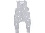 Babyschlafsack TUPTAM "Schlafsack mit Füßen Babyschlafsack mit Beinen Unwattiert" Gr. 104, grau (weiße sterne, grau), Schlafsäcke, Baby, L: 110cm, Obermaterial: 100% Baumwolle CO., L:110cm