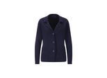 Jackenblazer GOLDNER "Kurzgröße Milano-Ripp-Blazer mit Reverskragen", Damen, Gr. 21, blau (marine), Obermaterial: 50% Baumwolle CO. 50% Polyacryl PAN., schmal, Blazer, figurschmeichelender Schnitt