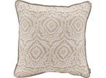 Dekokissen H.O.C.K. "Badu Batik Steel Outdoor", beige (natur, beige, gemustert), B:50cm H:10cm L:50cm, Polyacryl (dralon), Dekokissen_Sitzkissen_Kissenhüllen, mit Keder, Kissenhülle mit Füllung, 1 Stück