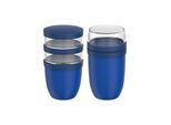 Lunchbox MEPAL "Lunchpot-Set XL Ellipse 900 ml + 1050 ml 2er Set", blau (vivid blau), B:10,7cm H:20cm L:10,7cm Ø:10,7cm, Kunststoff, Lebensmittelaufbewahrungsbehälter, Lunchbox, Spülmaschinengeeignet, Mikrowellenfest