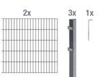 Doppelstabmattenzaun ALBERTS "Grundset", anthrazit, H:160cm, Stahl, Zaunelemente, Höhe: 80-200 cm, Gesamtlänge: 4-30 m, zum Einbetonieren