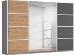 Kleiderschrank OTTO HOME "Mehrzweckschrank Aktenschrank Möbel Mietswohnung Schlafzimmer AVOLA", grau (graumetallic, eiche artisan, leisten weiß), B:315cm H:229cm T:62cm, Holzwerkstoff, Schränke, Kleiderschrank, mit eleganten Zierleisten in Chrom, Schwarz oder Weiß MADE IN GERMANY