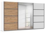 Kleiderschrank OTTO HOME "Mehrzweckschrank Aktenschrank Möbel Mietswohnung Schlafzimmer AVOLA", weiß (alpinweiß, eiche artisan, leisten graumetallic), B:360cm H:229cm T:62cm, Holzwerkstoff, Schränke, Kleiderschrank, mit eleganten Zierleisten in Chrom, Schwarz oder Weiß MADE IN GERMANY