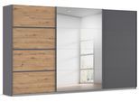 Kleiderschrank OTTO HOME "Mehrzweckschrank Aktenschrank Möbel Mietswohnung Schlafzimmer AVOLA", grau (graumetallic, eiche artisan, leisten graumetallic), B:360cm H:210cm T:62cm, Holzwerkstoff, Schränke, Kleiderschrank, mit eleganten Zierleisten in Chrom, Schwarz oder Weiß MADE IN GERMANY