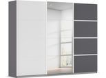 Kleiderschrank OTTO HOME "Mehrzweckschrank Aktenschrank Möbel Mietswohnung Schlafzimmer AVOLA", grau (graumetallic, alpinweiß, leisten weiß), B:271cm H:210cm T:62cm, Holzwerkstoff, Schränke, Kleiderschrank, mit eleganten Zierleisten in Chrom, Schwarz oder Weiß MADE IN GERMANY