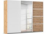 Kleiderschrank OTTO HOME "Mehrzweckschrank Aktenschrank Möbel Mietswohnung Schlafzimmer AVOLA", beige (eiche artisan, alpinweiß, leisten weiß), B:271cm H:210cm T:62cm, Holzwerkstoff, Schränke, Kleiderschrank, mit eleganten Zierleisten in Chrom, Schwarz oder Weiß MADE IN GERMANY