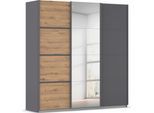 Kleiderschrank OTTO HOME "Mehrzweckschrank Aktenschrank Möbel Mietswohnung Schlafzimmer AVOLA", grau (graumetallic, eiche artisan, leisten graumetallic), B:203cm H:229cm T:62cm, Holzwerkstoff, Schränke, Kleiderschrank, mit eleganten Zierleisten in Chrom, Schwarz oder Weiß MADE IN GERMANY