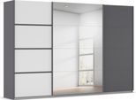 Kleiderschrank OTTO HOME "Mehrzweckschrank Aktenschrank Möbel Mietswohnung Schlafzimmer AVOLA", grau (graumetallic, alpinweiß, leisten graumetallic), B:315cm H:210cm T:62cm, Holzwerkstoff, Schränke, Kleiderschrank, mit eleganten Zierleisten in Chrom, Schwarz oder Weiß MADE IN GERMANY