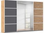 Kleiderschrank OTTO HOME "Mehrzweckschrank Aktenschrank Möbel Mietswohnung Schlafzimmer AVOLA", beige (eiche artisan, graumetallic, leisten weiß), B:315cm H:210cm T:62cm, Holzwerkstoff, Schränke, Kleiderschrank, mit eleganten Zierleisten in Chrom, Schwarz oder Weiß MADE IN GERMANY