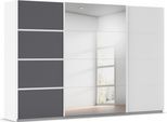 Kleiderschrank OTTO HOME "Mehrzweckschrank Aktenschrank Möbel Mietswohnung Schlafzimmer AVOLA", weiß (alpinweiß, graumetallic, leisten weiß), B:315cm H:229cm T:62cm, Holzwerkstoff, Schränke, Kleiderschrank, mit eleganten Zierleisten in Chrom, Schwarz oder Weiß MADE IN GERMANY
