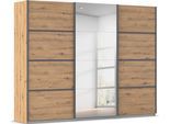 Kleiderschrank OTTO HOME "Mehrzweckschrank Aktenschrank Möbel Mietswohnung Schlafzimmer AVOLA", beige (eiche artisan, leisten graumetallic), B:271cm H:229cm T:62cm, Holzwerkstoff, Schränke, Kleiderschrank, mit eleganten Zierleisten in Chrom, Schwarz oder Weiß MADE IN GERMANY