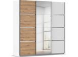 Kleiderschrank OTTO HOME "Mehrzweckschrank Aktenschrank Möbel Mietswohnung Schlafzimmer AVOLA", weiß (alpinweiß, eiche artisan, leisten chrom), B:203cm H:229cm T:62cm, Holzwerkstoff, Schränke, Kleiderschrank, mit eleganten Zierleisten in Chrom, Schwarz oder Weiß MADE IN GERMANY
