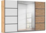 Kleiderschrank OTTO HOME "Mehrzweckschrank Aktenschrank Möbel Mietswohnung Schlafzimmer AVOLA", beige (eiche artisan, alpinweiß, leisten graumetallic), B:315cm H:229cm T:62cm, Holzwerkstoff, Schränke, Kleiderschrank, mit eleganten Zierleisten in Chrom, Schwarz oder Weiß MADE IN GERMANY