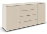 Kombikommode OTTO HOME "Kommode Sideboard Schubladenkommode Schlafzimmerkommode ASTANA", beige (beige (champagner)), B:160cm H:81cm T:42cm, Holzwerkstoff, Sideboards, Kombikommode, 2-türig, 4 geräumige Schubladen, Kantengriff Alufarben MADE IN GERMANY