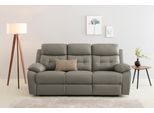 3-Sitzer OTTO HOME "Lannilis", grau (hellgrau), B:210cm H:99cm T:92cm, Kunstleder 100% Polyurethan, Sofas, 3-Sitzer, mit manueller und elektrischer Relaxfunktion