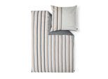 Bettwäsche BUGATTI "Satinbettwäsche bugatti", grau (grau, coral), B/L: 135cm x 200cm, 1 Stk., 1 Stk., Mako-Satin, B/L: 80cm x 80cm, 2 Stk., Mako-Satin, Obermaterial: 100% Baumwolle, Bettwäsche, Bettwäsche, mit edlem Streifen-Design und ruhiger Wendeseite