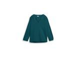 TOM TAILOR Damen Langarmshirt mit Raffungen, grün, Uni, Gr. S