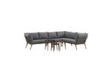 Gardenson , Braun, Grau , Metall, Textil , L-Form , wetterbeständig , Gartenmöbel, Gartenmöbel-Sets, Gartengarnituren