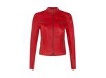 Dames rode slim-fit leren bikerjack - Maldon