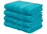 Duschtücher OTTO HOME "Vanessa, 4 Duschtücher, 70x140cm, in Standard- und Premium-Qualität", blau (türkis), B:70cm L:140cm, Walkfrottee, Obermaterial: 100% Baumwolle, Handtücher, Handtücher mit Bordüre, 100% Baumwolle, einfarbig, weich