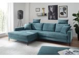 Ecksofa TRENDS BY HG "Summer", blau (b806 zoom 14 lagoon), B:278cm H:106cm T:174cm, 92% Polyester;8% Nylon, Sofas, Ecksofa, hochwertiger Stoff mit edlem Metallfuß