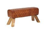 Mid.you , Braun , Leder , Echtleder , Ziegenleder , Mangoholz , massiv , 89x46x35 cm , Esszimmer, Bänke, Polsterbänke