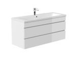 Mid.you , Weiß Hochglanz , Holzwerkstoff , 2 Schublade(n) Schubladen , 120 cm , hängend , Badezimmer, Badezimmermöbel, Badezimmerschränke, Waschtische