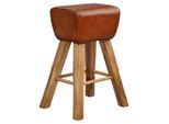 Mid.you , Braun , Leder , Echtleder , Ziegenleder , Mangoholz , massiv , 43x75x29.5 cm ,