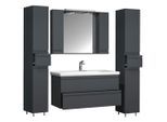 Mid.you , Anthrazit , Glas, Keramik, Holzwerkstoff , 8 Fächer , 4 Schublade(n),2 Schublade(n) Schubladen , 160 cm , hängend, Spiegel mit Ablage , Badezimmer, Badmöbel-Sets & -Serien, Badmöbel-Sets