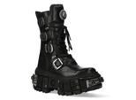 New Rock Schwarze Goth-Stiefel aus mittelhohem Kalbsleder-WALL1473-S11