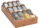 Gewürzregal WENKO "mit 12 Gewürzgläser", braun (dunkelbraun), B:38cm H:6cm T:20cm, Bambus, Glas, Regale, Gewürzregal, aus Bambus, Glas-Gewürzstreuer mit Bambusdeckel, FSC-zertifiziert