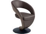 Esszimmerstuhl K+W KOMFORT & WOHNEN "Wave, Drehstuhl, Polsterstuhl", braun (sattel 77, schlamm 75, schwarz), B:62cm H:86cm T:61cm, Stühle, Esszimmerstuhl, Design-Drehstuhl, Drehteller in Metall schwarz, Farbkombination