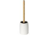 WC-Garnitur WENKO "Altavalle", weiß, H:38,5cm L:10,5cm, Bambus, Polyresin (Kunststein), Reinigungsbürsten, WC-Garnitur, Toilettenbürste mit Bambusstiel, Behälter aus Polyresin, freistehend