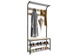 Schuhregal VCM "Metall Garderobe Kleiderständer Schuhregal Taliro", braun (honig, eiche), B:90cm T:30cm, Garderobenpaneele, Schuhregal