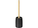 WC-Garnitur WENKO "Altavalle", schwarz, H:38,5cm L:10,5cm, Bambus, Polyresin (Kunststein), Reinigungsbürsten, WC-Garnitur, Toilettenbürste mit Bambusstiel, Behälter aus Polyresin, freistehend