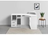 Schreibtisch VOGL MÖBELFABRIK "Sam", weiß, B:137cm H:87cm T:73cm, Tische, Schreibtisch, Eckschreibtisch, Tastaturauszug, Monitoraufsatz & opt. Towerfach