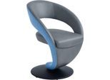Esszimmerstuhl K+W KOMFORT & WOHNEN "Wave, Drehstuhl, Polsterstuhl", blau (aqua 54, azure 54, schwarz), B:62cm H:86cm T:61cm, Stühle, Esszimmerstuhl, Design-Drehstuhl, Drehteller in Metall schwarz, Farbkombination