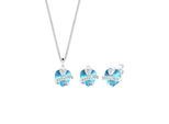 Schmuckset ELLI "Herz Glamourös 925 Silber, mit Kristallen von Swarovski", blau (hellblau), Schmuck_Sets, Damen, onesize,mit Stein, Silber 925 (Sterlingsilber), Schmuckset
