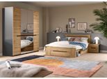 Schlafzimmer-Set HOME AFFAIRE "REHAT, 4-teilig, best. aus: Bett, Kleiderschrank & 2x Nachtkommode", braun (eiche artisan, grau), B/H: 140cm x 200cm, Schlafzimmermöbel-Sets