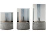 BRILLIANT Außen-Tischleuchte "Bougie", grau (grau rauchglas), 1, Ø 8cm H: 10cm, 3 Stk., Leuchten, LED-Kerzen 3er-Set, Timer, Höhe 10/12,5/15 cm, Ø 8 cm
