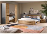Schlafzimmer-Set HOME AFFAIRE "REHAT, 4-teilig, best. aus: Bett, Kleiderschrank & 2x Nachtkommode", braun (eiche artisan, grau), B/H: 180cm x 200cm, Schlafzimmermöbel-Sets