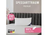 Gänsefederkopfkissen SPESSARTTRAUM "Premium, Kopfkissen 2-tlg. 40x80 oder 80x80 cm", weiß, B:40cm L:80cm, Bezug: 100% Baumwolle. Füllung: 100% Gänsefeder, Kopfkissen, Seitenschläfer & Rückenschläfer, Hergestellt in Deutschland