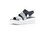 Plateausandaletten GABOR "Plateau Sandale", Damen, Gr. 37,5, silber (multicolour), Schuhe