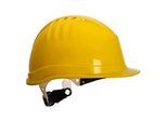 Portwest Industrieschutzhelm PS62 Expertline, belüftet, mit Schirm, Regenrinne, verstellbares Kopfteil, PEHD, gelb