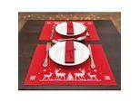 Tischsets "Rehe rot/weiß", 2er-Set