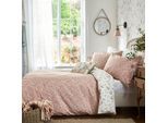 Wendebettwäsche LAURA ASHLEY "Loveston, aus Baumwoll Satin", bunt (pink), B/L: 230cm x 220cm, 1 Stk., 2 Stk., Satin, B/L: 50cm x 75cm & 50cm x 75cm, 3 tlg., Satin, Obermaterial: 100% Baumwolle, Bettwäsche, Wendebettwäsche, mit floralem Muster, 3teilig, inkl 2 Kissenbezüge