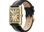 Smartwatch ICE-WATCH, gold (schwarz, schwarz), Smartwatches, Damen, Smartwatch, Armbanduhr, Damenuhr, Lederarmband, Bluetooth, digital
